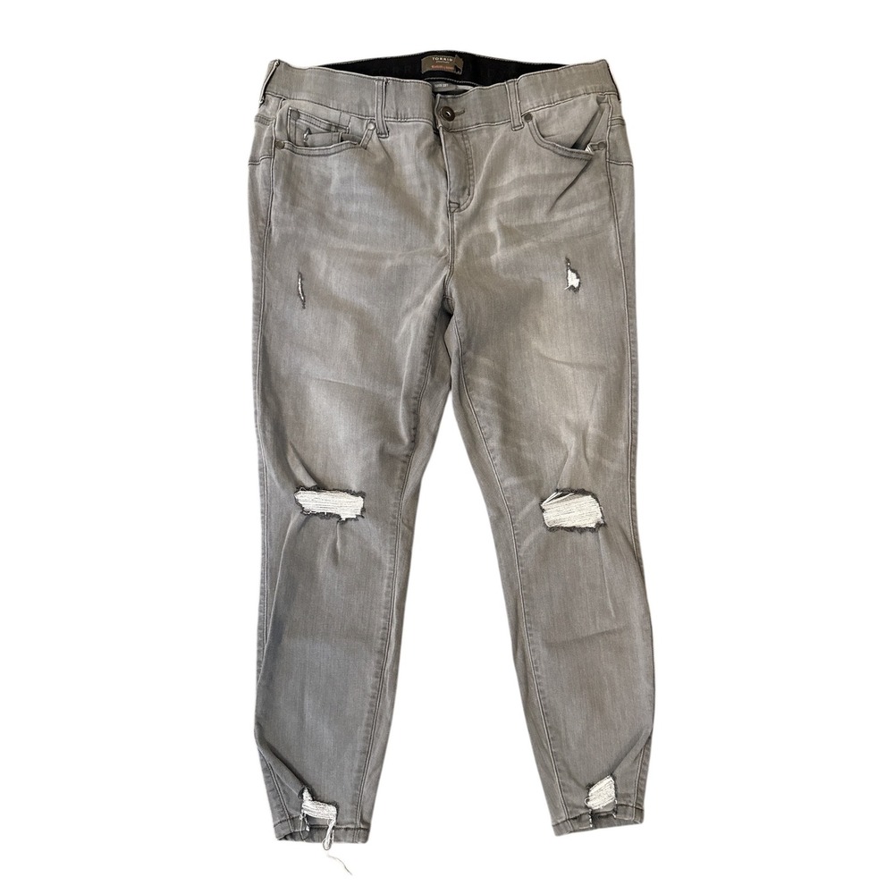 Torrid Bombshell Skinny Jeans Womens 16R Grey Distressed Super Soft‎ High Rise